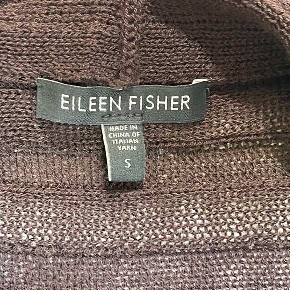 Eileen Fisher | 100% Wool Chocolate Brown Open-Front Longline Cardigan | Small - Picture 5 of 6